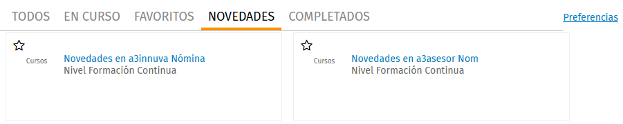 Apartado Novedades de mis cursos