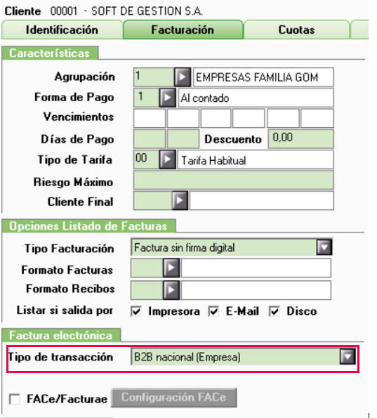 tipo de transacción