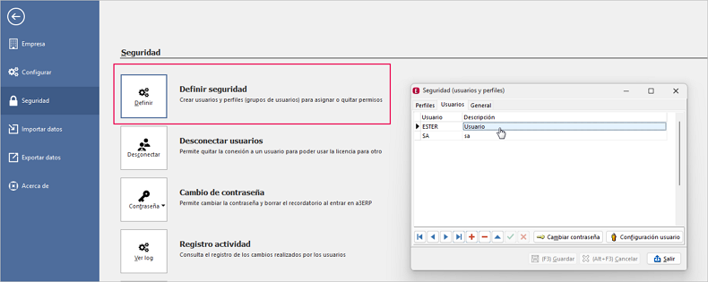 pantalla configuración general email usuario