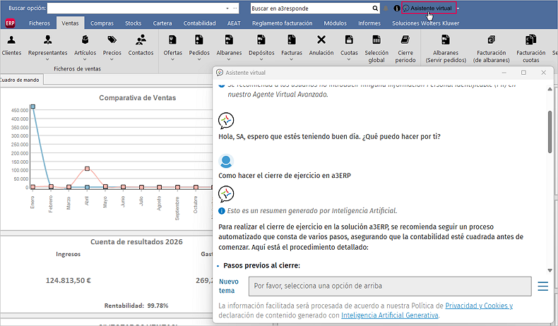 pantalla asistente virtual en a3ERP