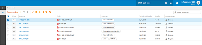 relación de documentos del cliente