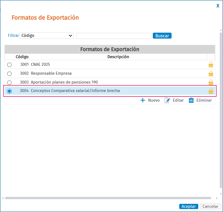 Formato 3004 Conceptos Comparativa salarial/ Informe brecha