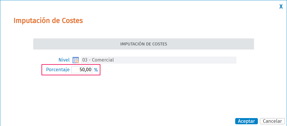 porcentaje imputación