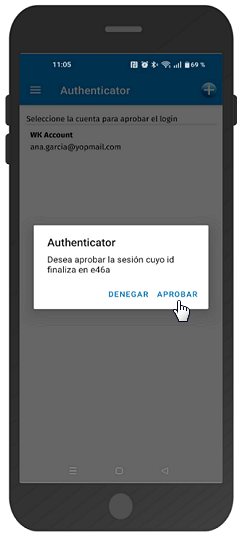 notificación recibida en el móvil para aceptarla