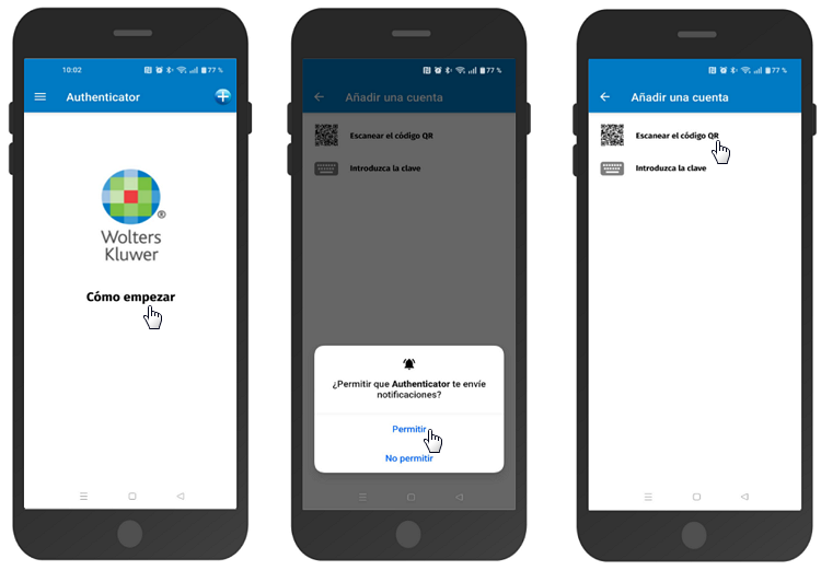 accede a tu app de autenticación y escanea el QR o introduce la clave