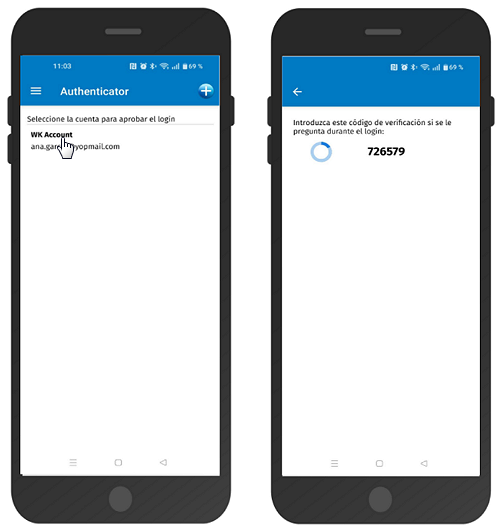 la app genera un código de 6 digitos