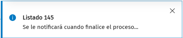 mensaje notificación inicio proceso