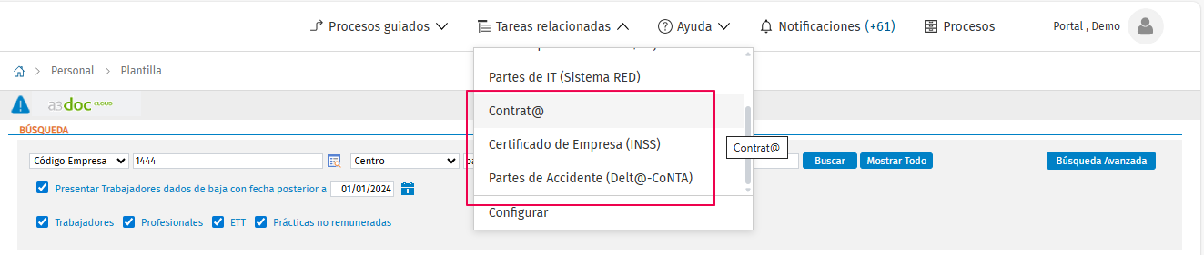 Ampliación navegación ficha trabajador