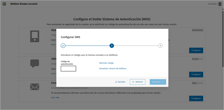 introduce el código recibido en tu teléfono