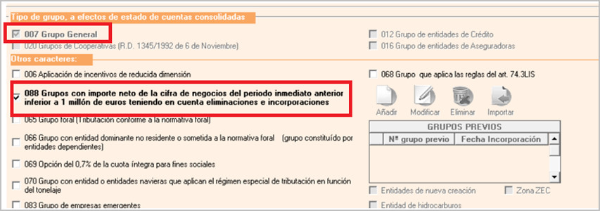 Indicadores del modelo 220