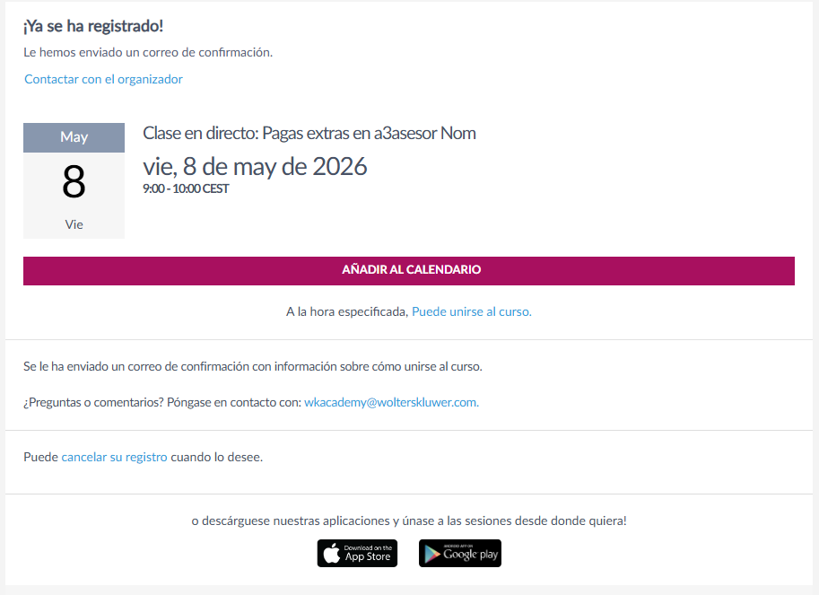 añadir calendario cursos academy