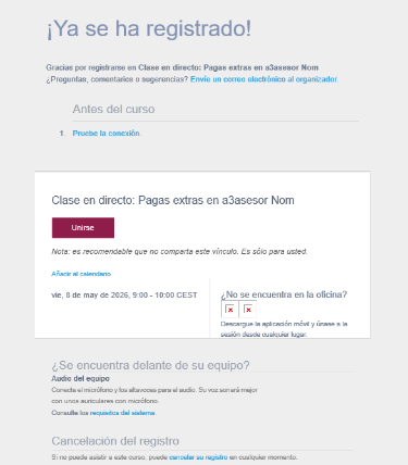 notificación registro inscripción academy talk