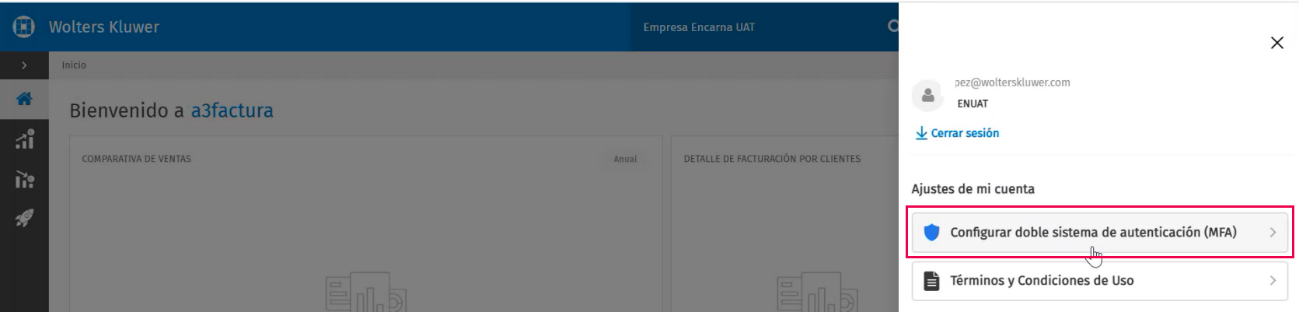 pantalla opción configurar doble sistema autenticación