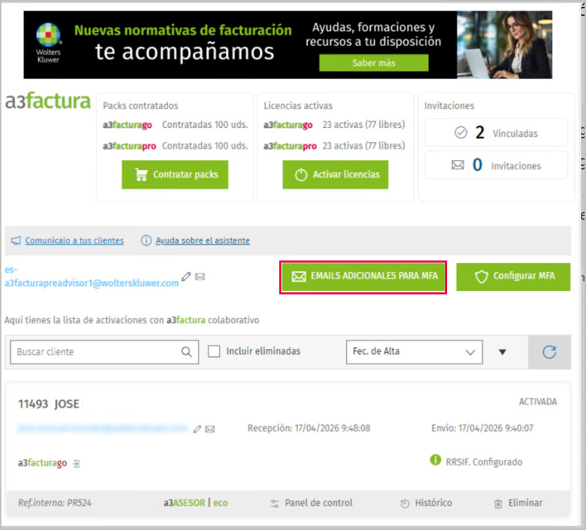 Ventana asesor MFA