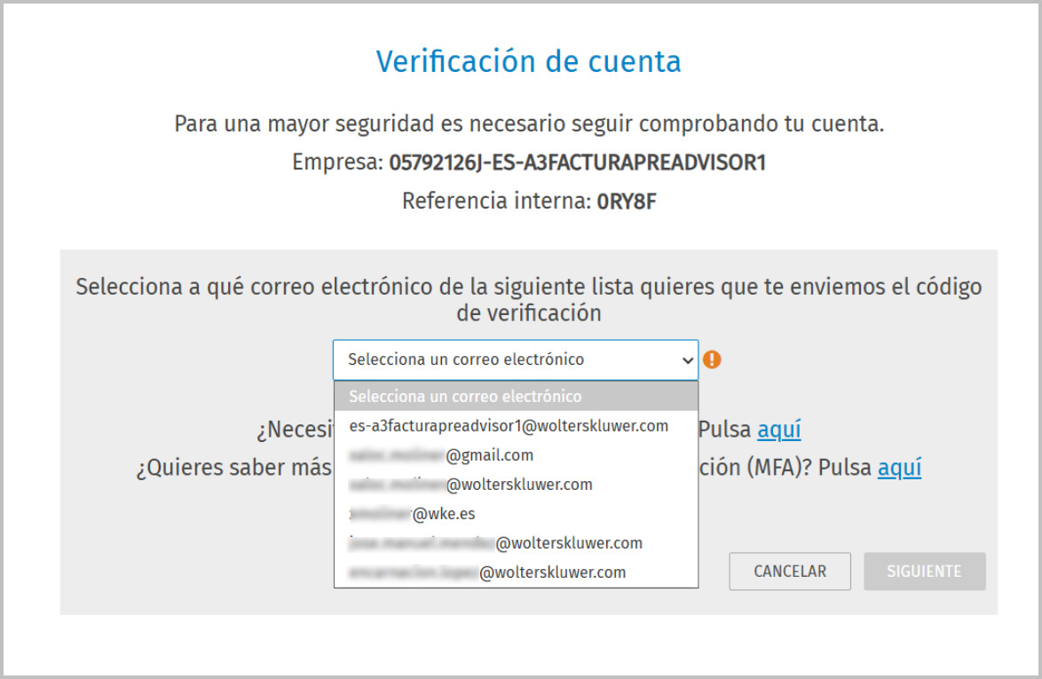 Selección email