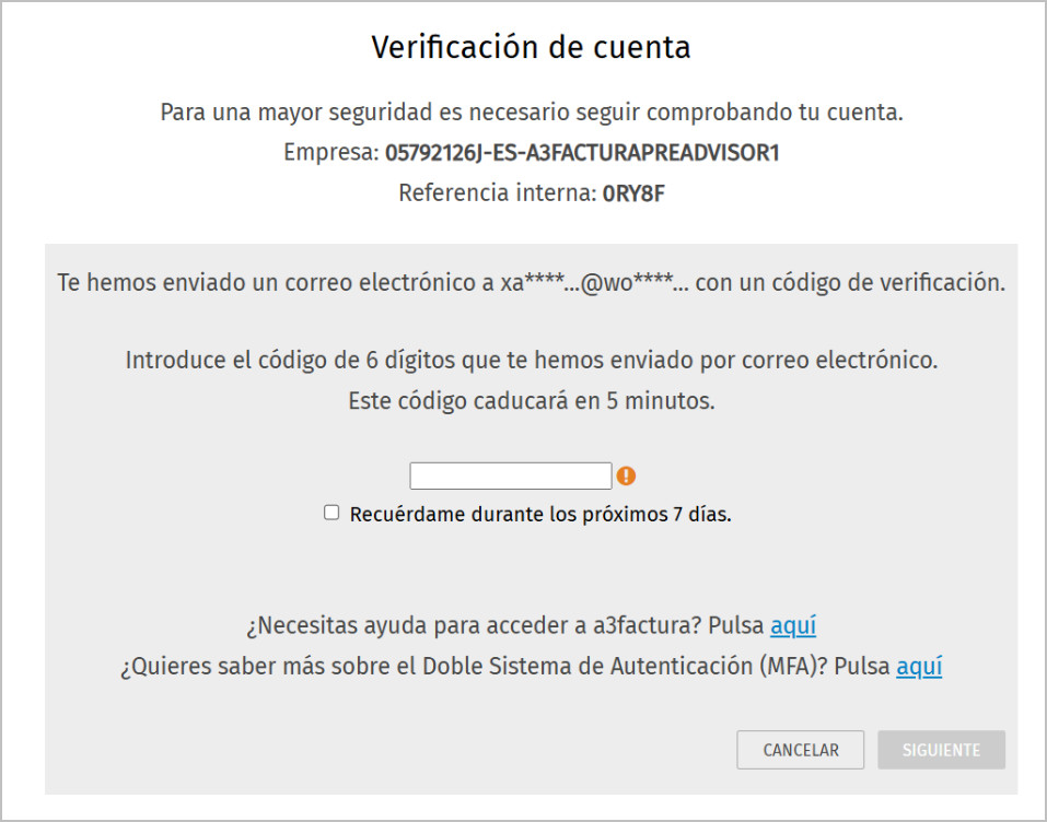 informar MFA para acceder