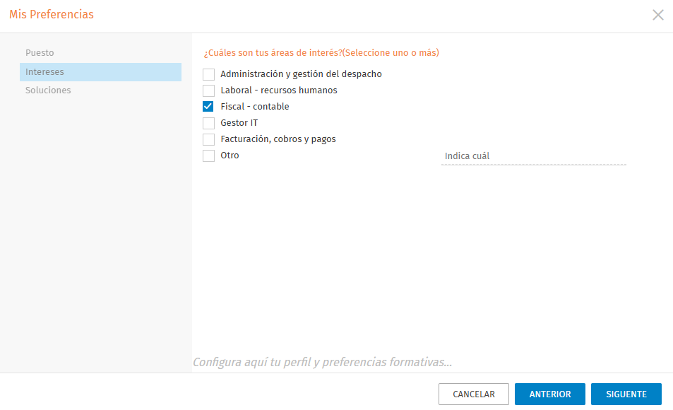Configurar intereses en wolters kluwer academy