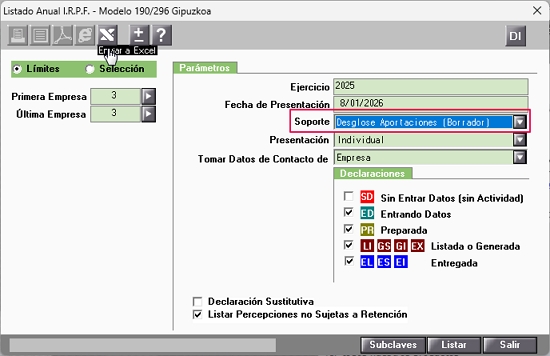 listado excel