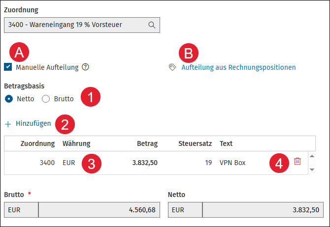 BeMa - Erfassung Aufteilung
