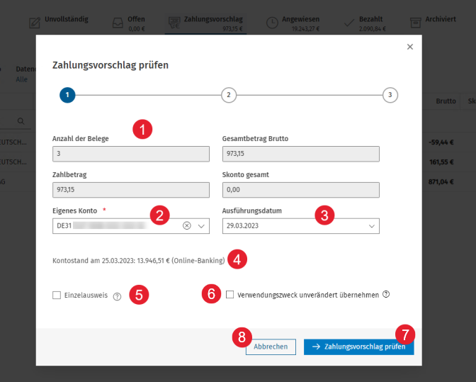 BeMa - Sammelzahlung prüfen