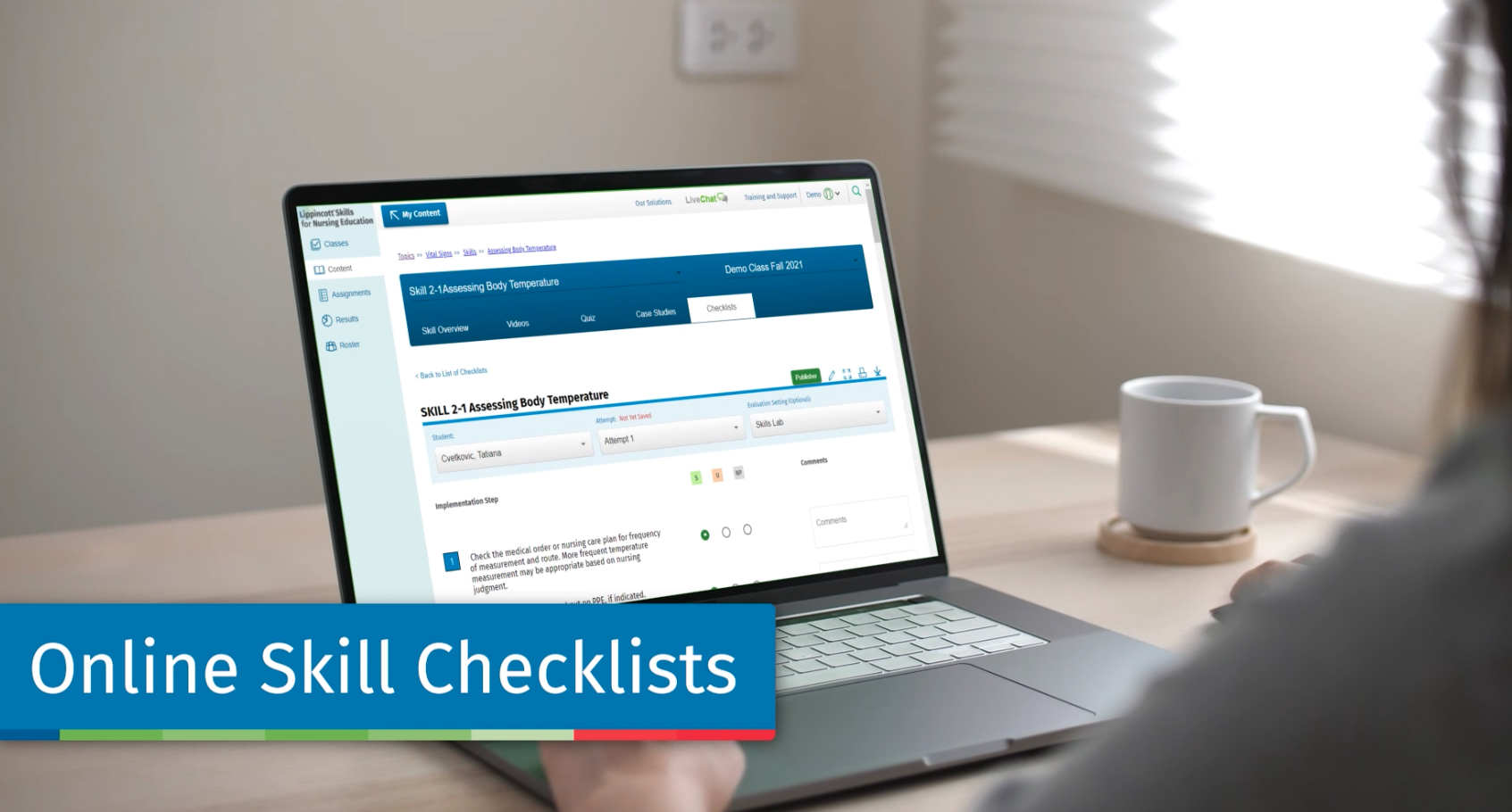 Screen image of Lippincott Connect Online Skill Checklists