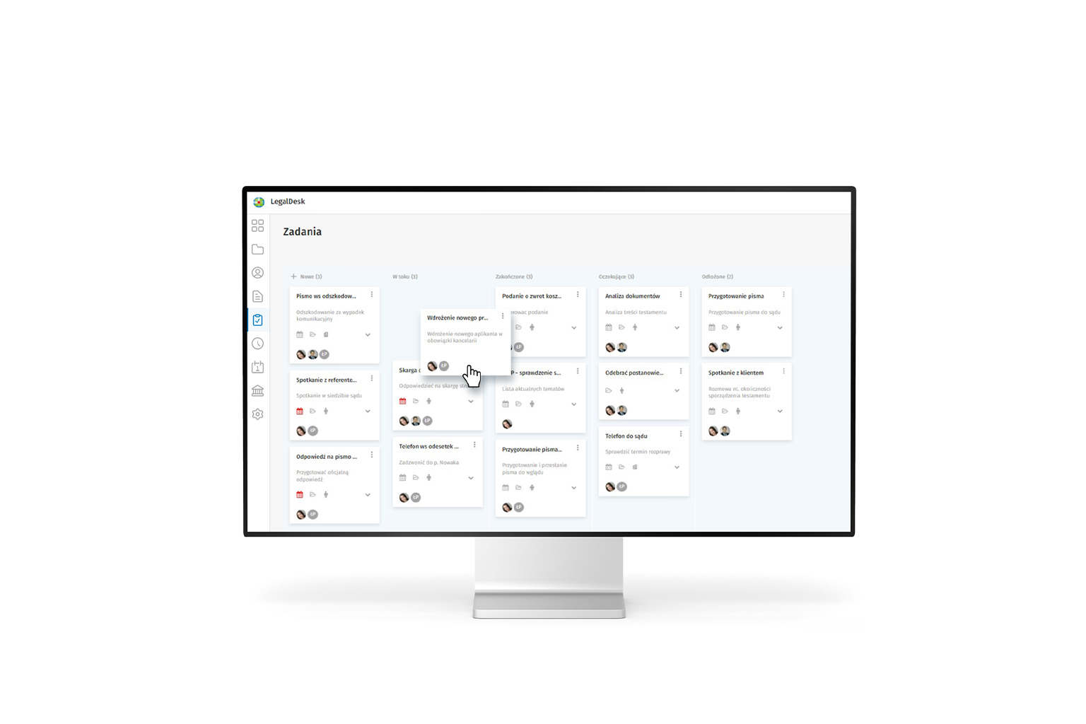 LegalDesk - Zadania w formie tablicy Kanban