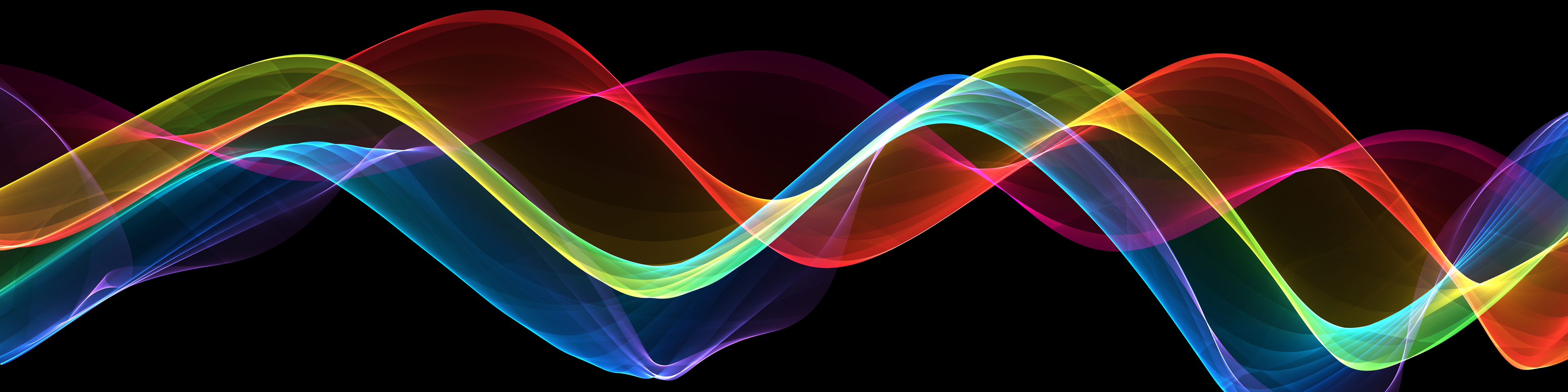 Abstract Wave Swirl Colorful Magical Neon Ribbon on Black Background. Energy Streams