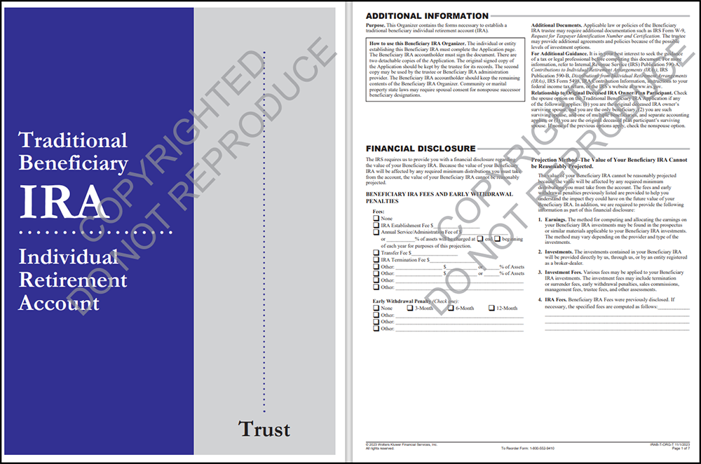 Traditional Beneficiary IRA organizer trust sample