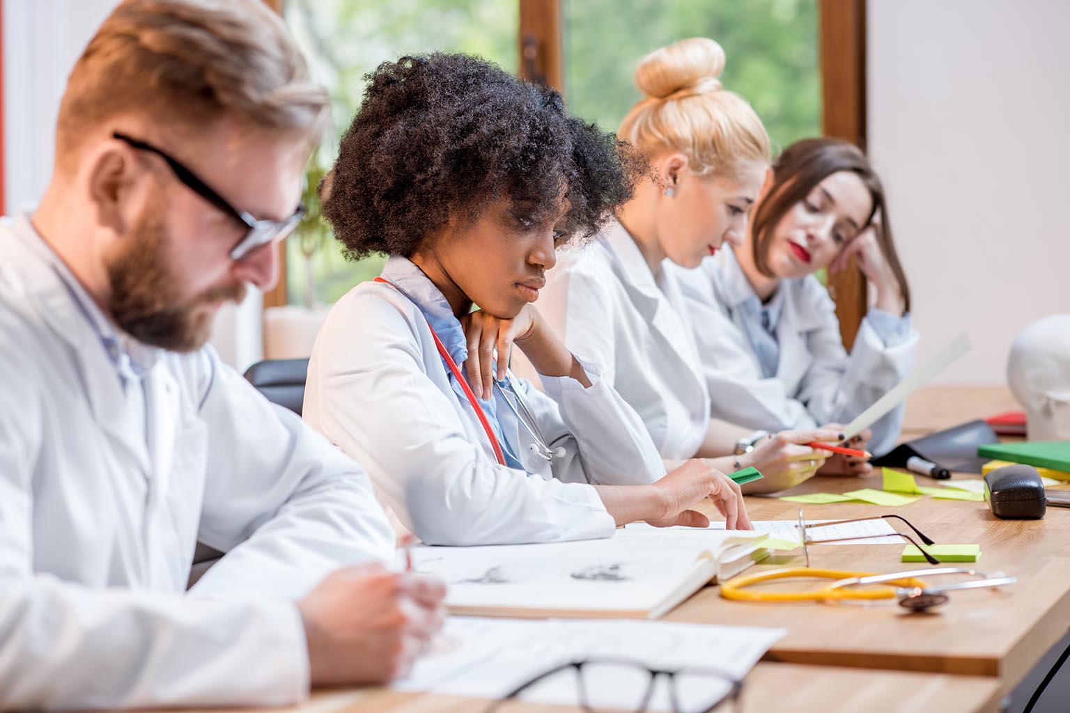 Group of doctors learning