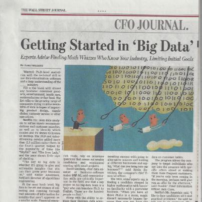 Wall Street Journal - Getting started in Big Data