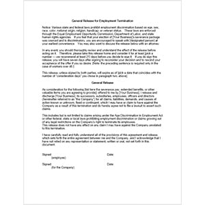 employment termination release template wolters kluwer