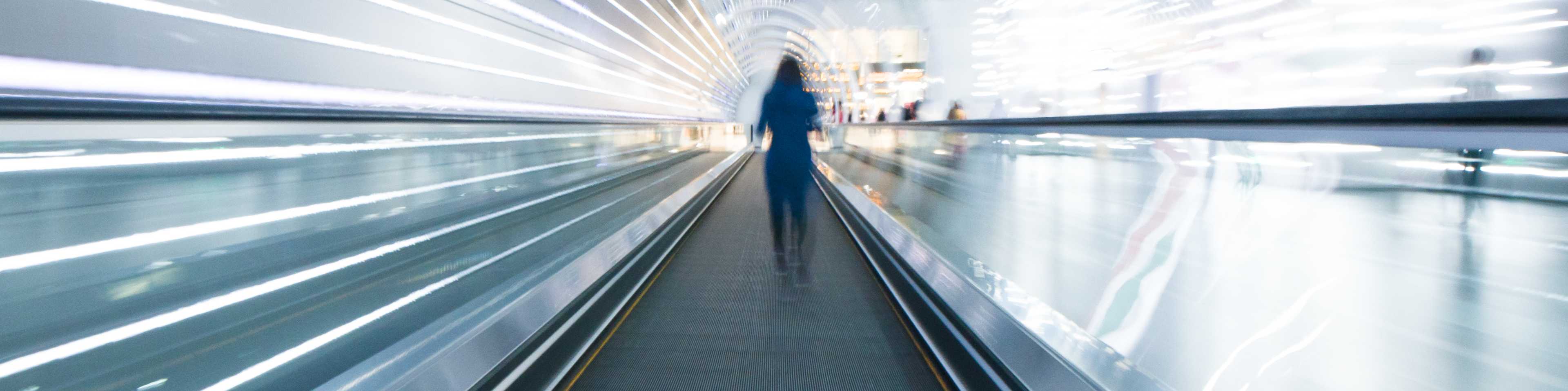 Woman in high tech walkway