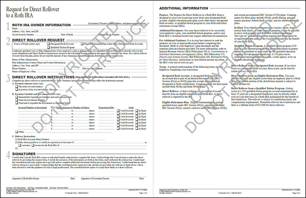 Request for Direct Rollover to a Roth IRA image