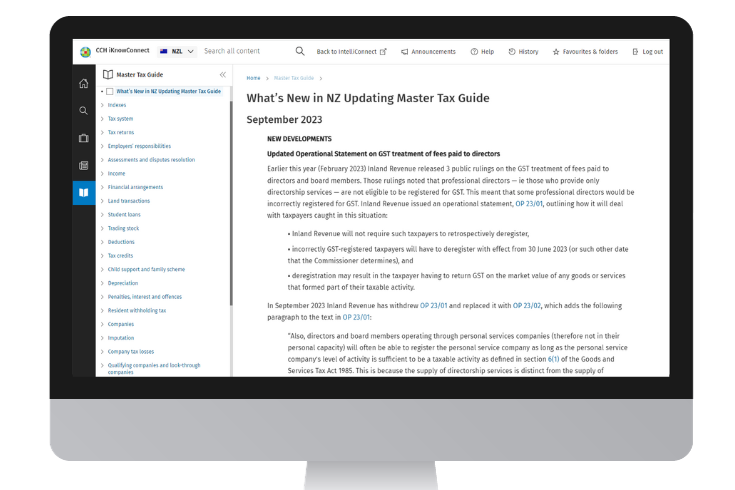 CCH iKnowConnect - NZ Master Tax Guide - 1