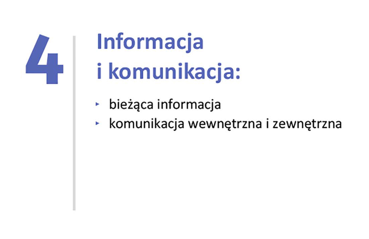 Standardy uszeregowano w 5 grupach odpowiadających poszczególnym elementom kontroli zarządczej