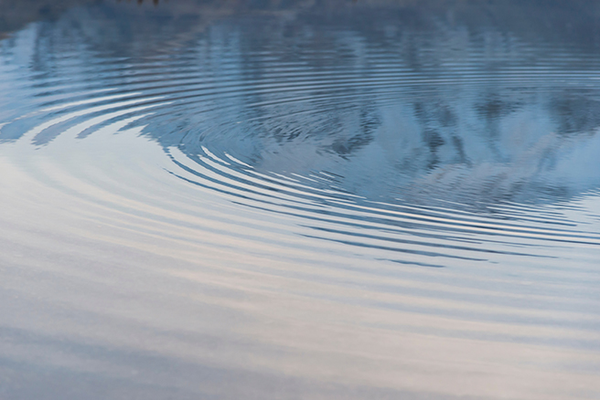 Close up on ripples across a pond