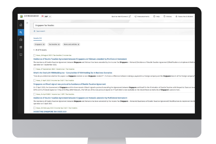 CCH iKnowConnect - Singapore Tax treaties SG News  - 3