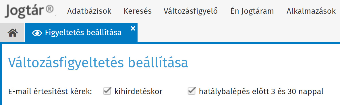 Változásfigyeltetés - figyeltetés beállítása