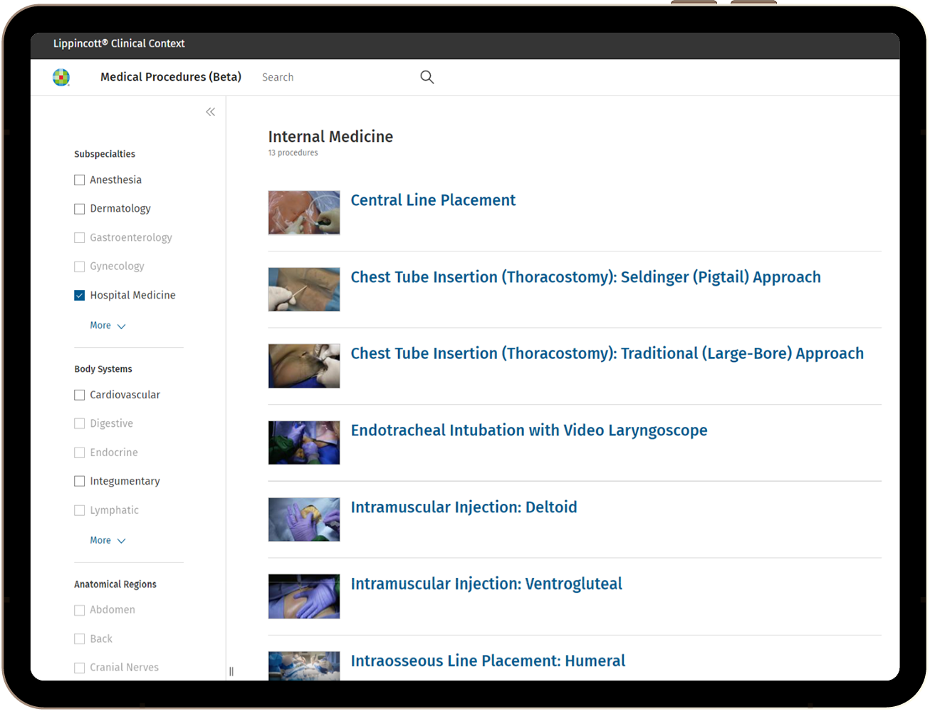 Overview page screenshot of Lippincott Medical Procedures 