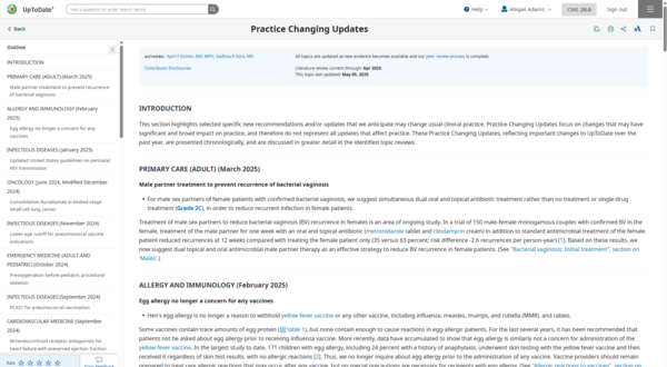 UpToDate practice changing updates results