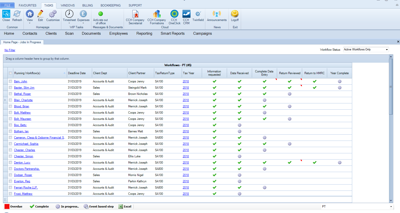 CCH Personal Tax - Workflow Homepage