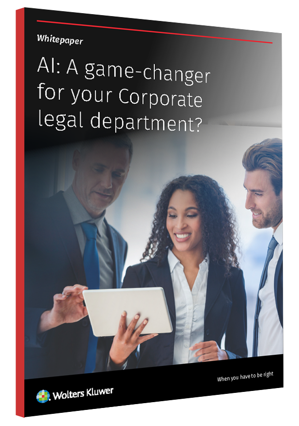 3D cover of Legisway whitepaper AI a game-changer for corporate legal department