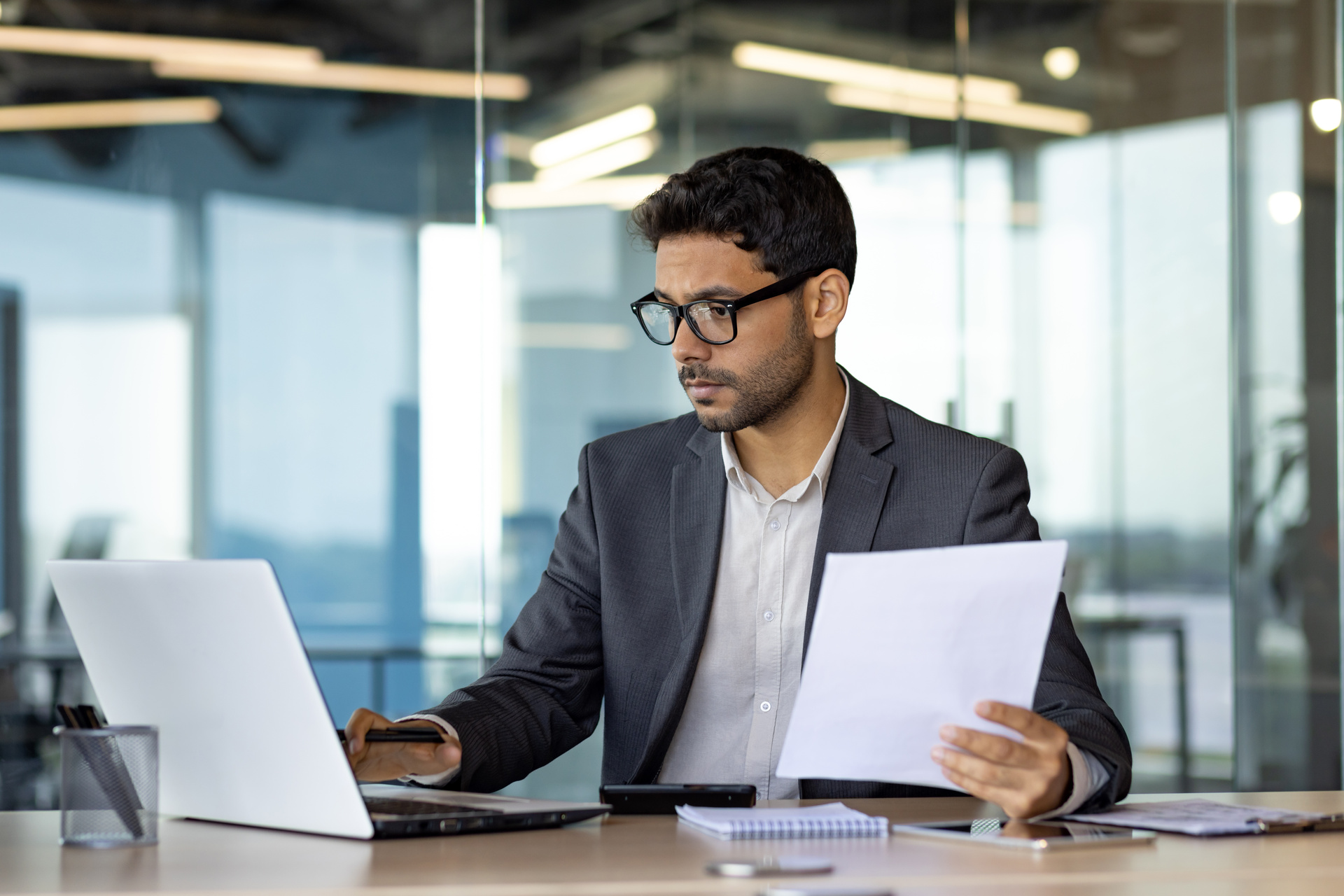 business man working on laptop