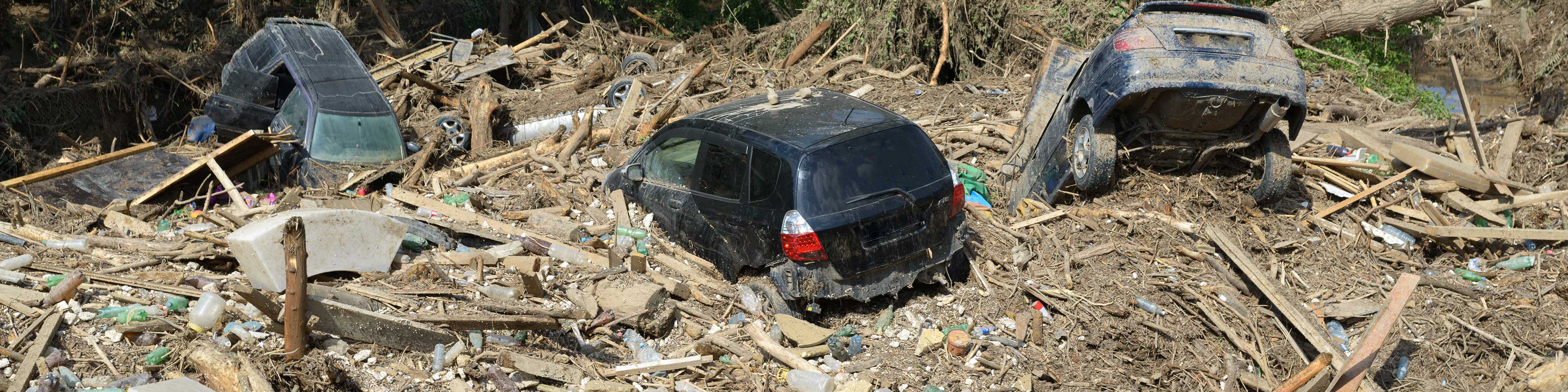 Cars buried in landslide