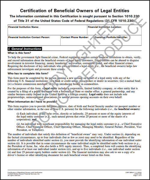 Certifications on the Beneficial Owners of Legal Entities sample image