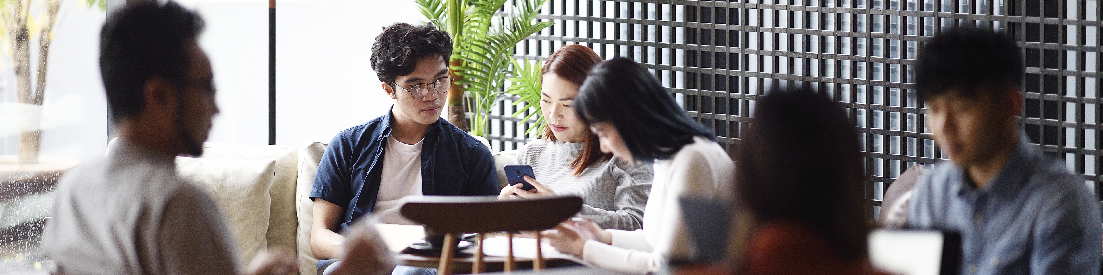 Group of people working in a co-working space