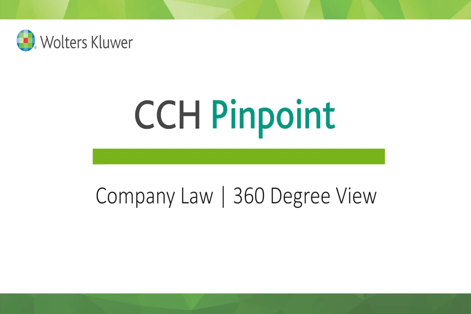 CCH Pinpoint® Company Law – 360 degree view