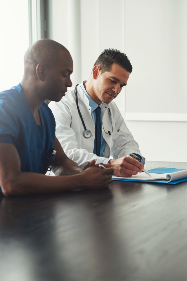 Healthcare workers having meeting