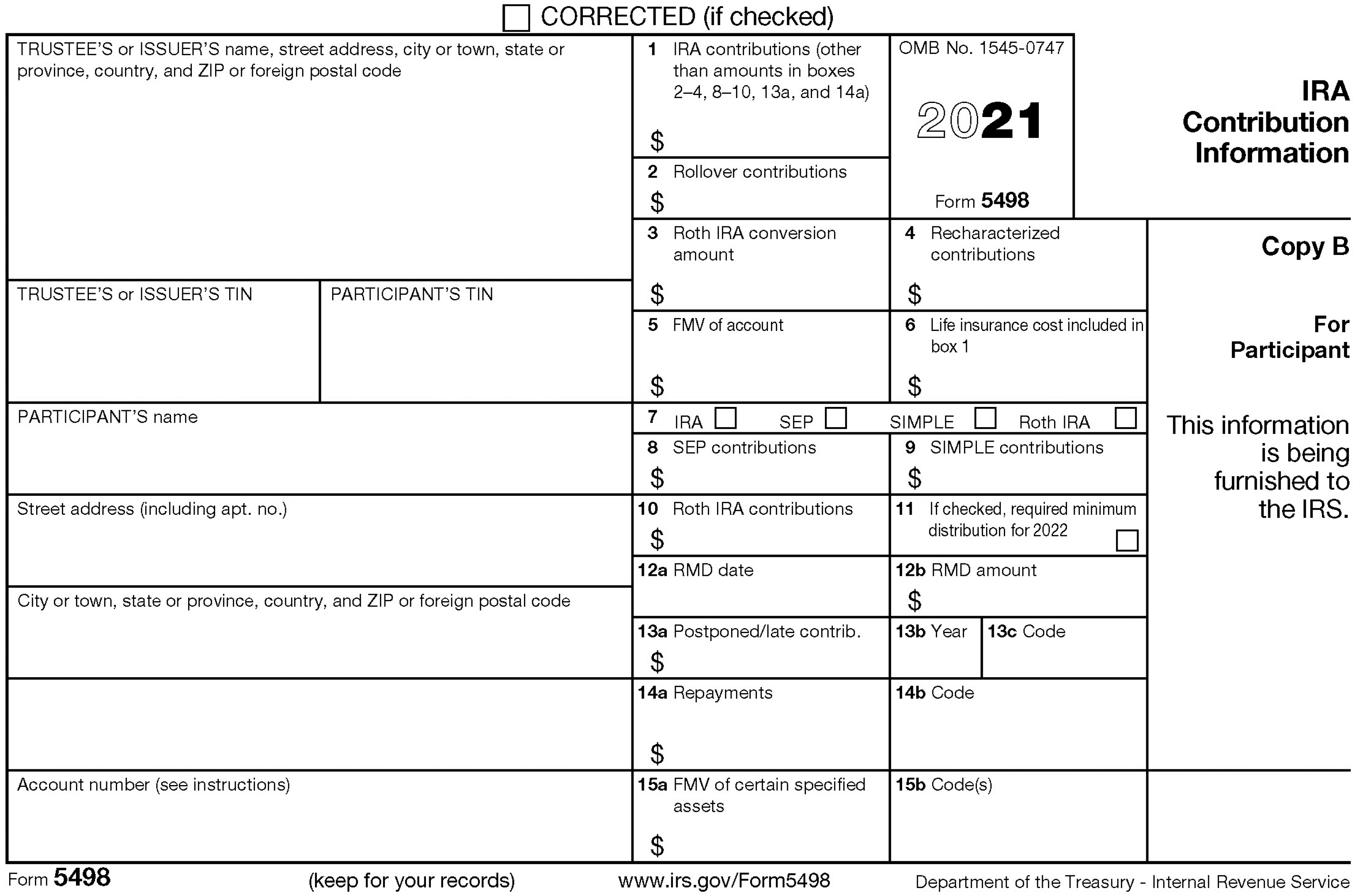 2021 contribution reporting on IRS Form 5498