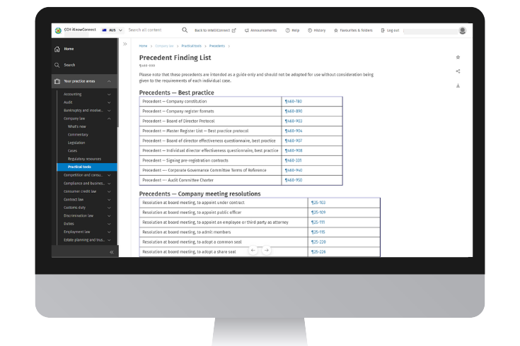 CCH iKnowConnect - Company Law - 2